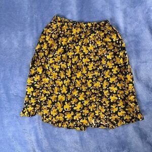 Caramel kids Yellow + black floral skirt with elastic waistband. Size: 3 years